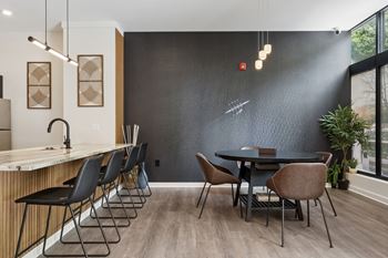 Open kitchen with dining area